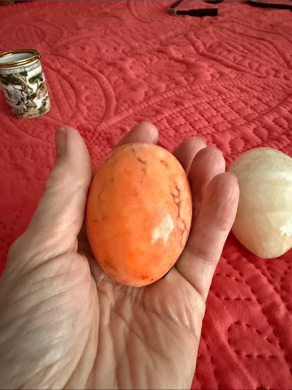 vintage 1970’s Italian made Alabaster in a pinkish orange